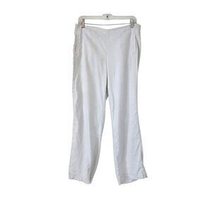 J Jill Linen Stretch Pants Womens 10 Petite Oatmeal Pull On Straight Leg Pockets